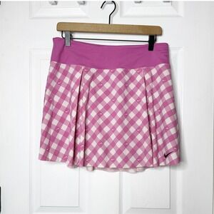 Nike Dri-FIT Pink Check Gingham Skort Womens Large Pink EUC Tennis Golf